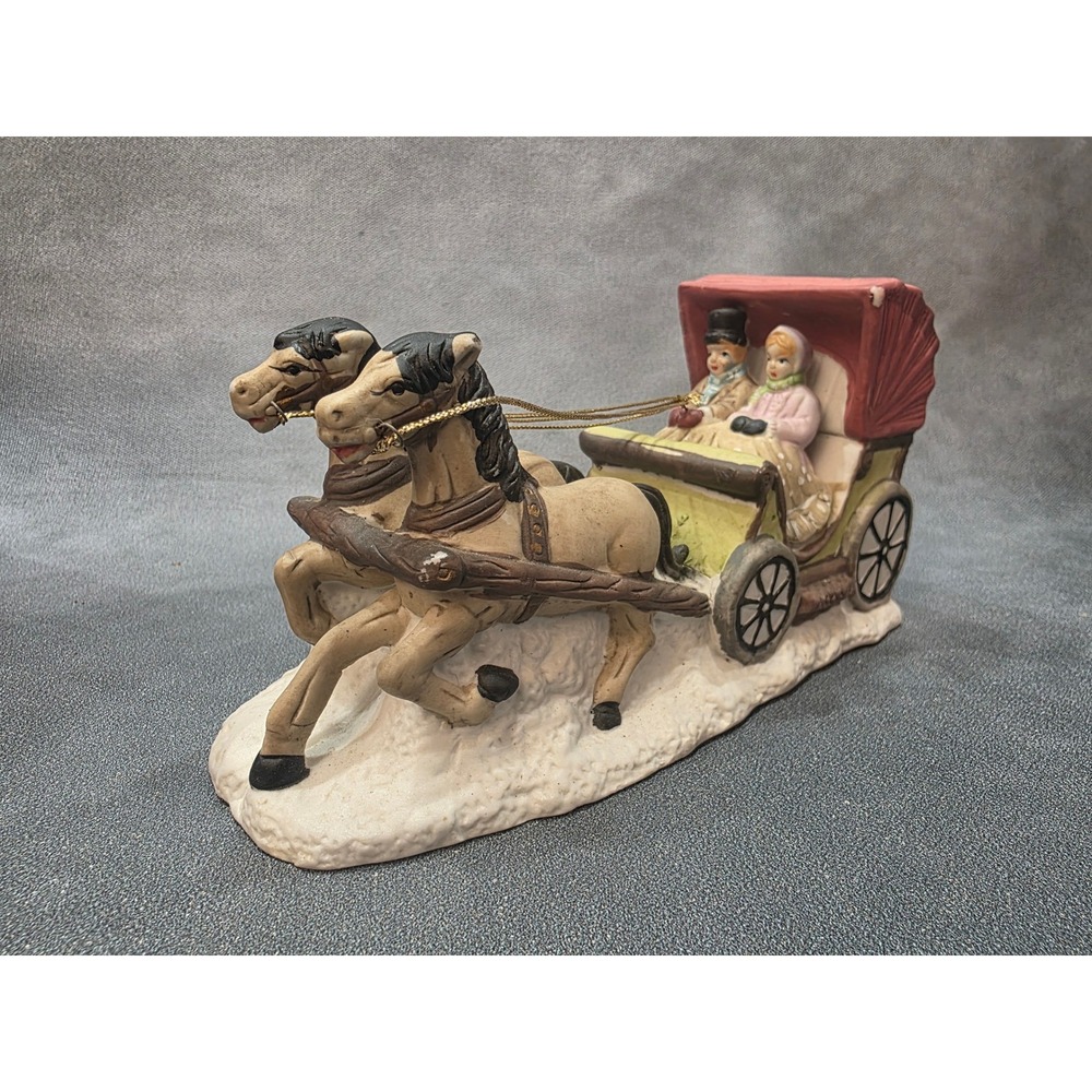 Dickens Collectables 1995 Hand Painted Convertible Carriage Horse Sleigh Figure